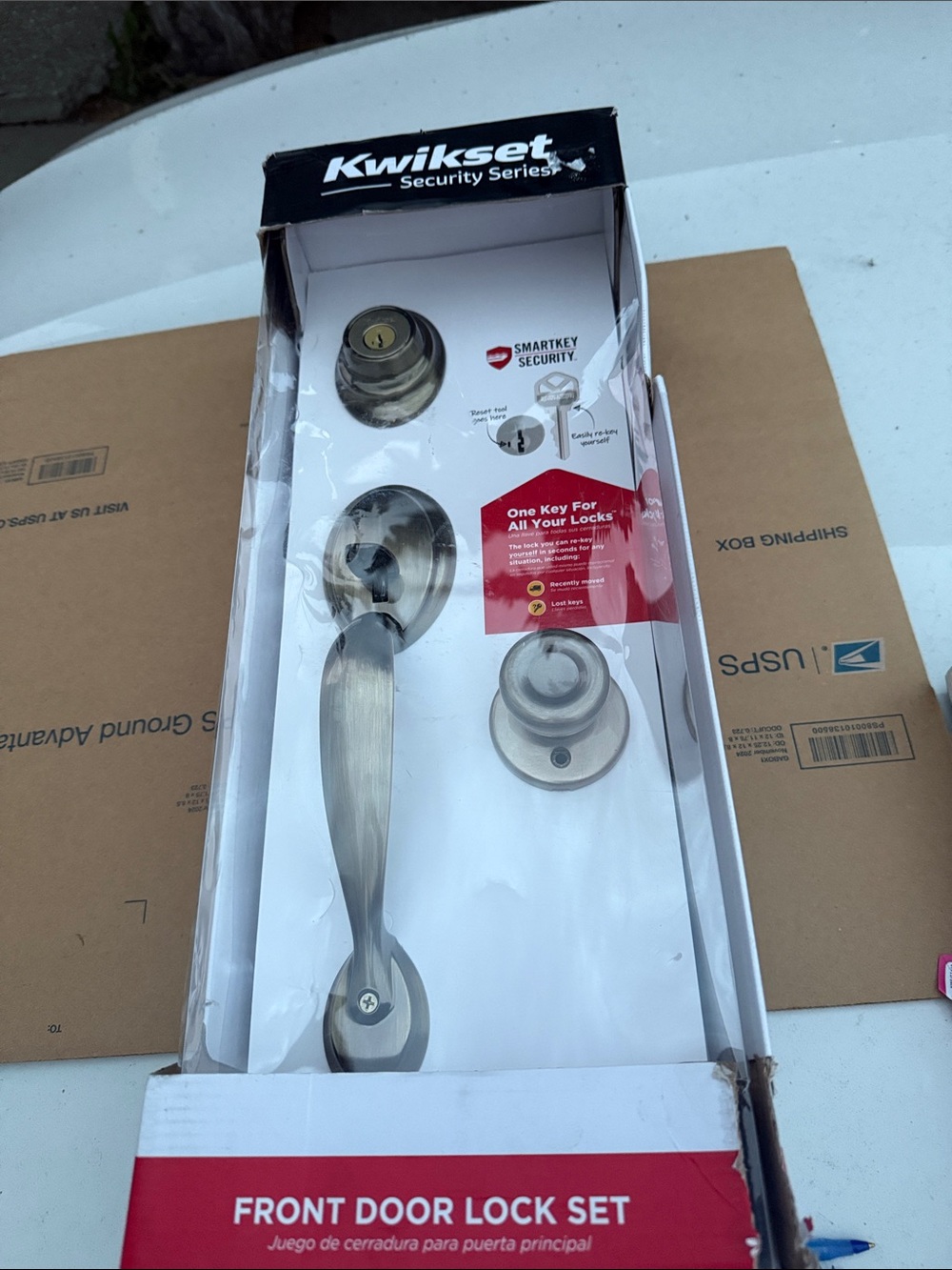 Kwikset Front Door Lock Set in Satin Nickel - Exterior Handle and Deadbolt